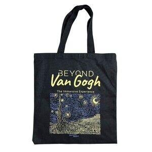 Beyond Van Gogh Black Printed Book Tote Shopping Bag NWOT Starry Night Q-Tees